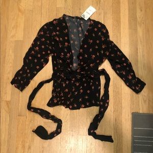 Floral Zara tie wrap blouse